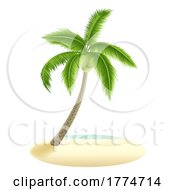 Poster, Art Print Of Palm Tree On Sandy Beach Design Element