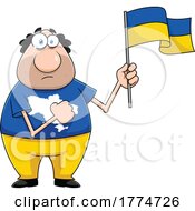 Poster, Art Print Of Cartoon Man Holding A Ukraine Flag