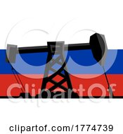 Cartoon Oil Refinery Over A Russian Flag