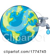 Poster, Art Print Of Cartoon Earth With A Water Faucet