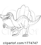 Black And White Cartoon Spinosaurus Dinosaur