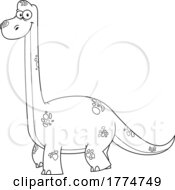 Poster, Art Print Of Black And White Cartoon Brontosaurus Dinosaur