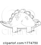 Black And White Cartoon Stegosaur Dinosaur