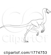 Poster, Art Print Of Black And White Cartoon Coelophysis Dinosaur