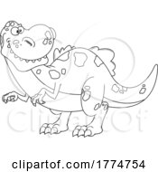 Poster, Art Print Of Black And White Cartoon Tyrannosaurus Rex Dinosaur