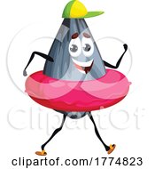 Poster, Art Print Of Black Sunflower Seed Food Mascot With An Inner Tube