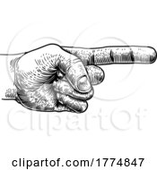 Poster, Art Print Of Hand Pointing Direction Finger Engraving Woodcut