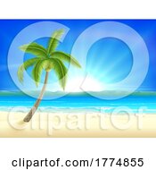 Poster, Art Print Of Beach Island Cartoon Palm Tree Background