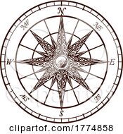 Poster, Art Print Of Compass Rose Old Vintage Engraved Etching Map Icon
