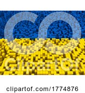 Poster, Art Print Of 3d Abstract Ukraine Flag Background Of Extruding Blocks