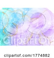 Poster, Art Print Of Elegant Hand Painted Alcohol Ink Design With Gold Glitter Elements