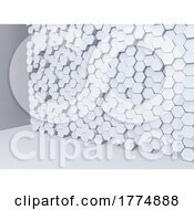 Poster, Art Print Of 3d Background With Wall Of Extruding Hexagons