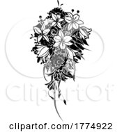 Poster, Art Print Of Floral Flower Bouquet In A Sketch Drawing Style