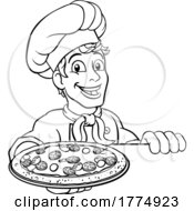 Poster, Art Print Of Pizza Chef Cartoon