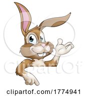 05/17/2022 - Easter Bunny Rabbit Cartoon Character Peeking Sign