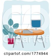 Office Computer Desk Business Illustration