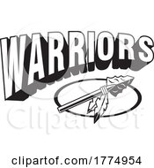Poster, Art Print Of Black And White Arrowhead And Oval With Feathers And Warriors Team Text