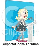 Poster, Art Print Of Cartoon Business Woman Or Politician Giving A Speech