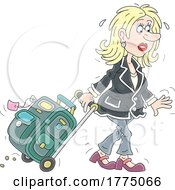 Cartoon Stressed Female Traveler