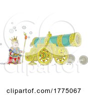 Cartoon King Lighting A Fancy Cannon