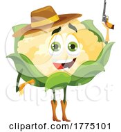 Poster, Art Print Of Cowboy Cauliflower Food Mascot Character