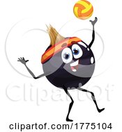 Volleyball Black Currant Food Mascot Character