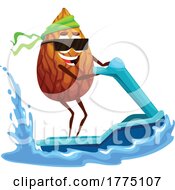 Poster, Art Print Of Jetskiing Almond Food Mascot Character