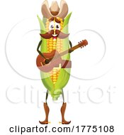 Musical Cowboy Corn Food Mascot Character by Vector Tradition SM