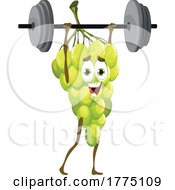 Poster, Art Print Of Grapes Lifting Weights Food Mascot Character