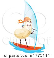 Poster, Art Print Of Windsurfing Cashew Food Mascot Character