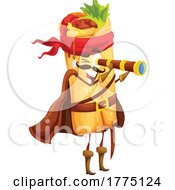Poster, Art Print Of Pirate Burrito Food Mascot Character