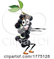 Exercising Black Currant Food Mascot Character