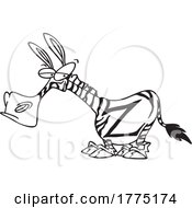 Cartoon Black And White Zebra With A Z Mark by toonaday