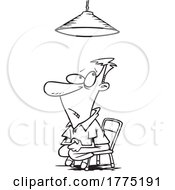 Cartoon Black And White Man In The Spotlight While Being Interrogated by toonaday