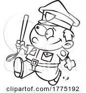 Poster, Art Print Of Cartoon Black And White Boy Police Officer