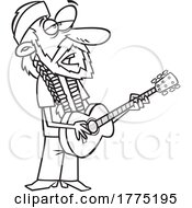 Cartoon Black And White Man Playing A Guitar Willie Nelson