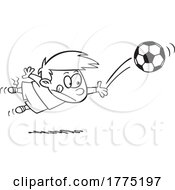 Poster, Art Print Of Cartoon Black And White Boy Soccer Goalie