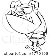 Cartoon Black And White Bulldog Rolling Up His Sleeves