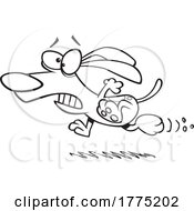 Cartoon Black And White Dog Running Scared