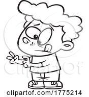 Cartoon Black And White Boy Counting Fingers