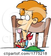Poster, Art Print Of Cartoon Boy Picky Eater Refusing To Eat Greens