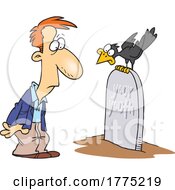 Cartoon Man Staring At A Crow On A Tombstone Reading Your Youth