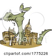 Cartoon Giant Monster Eating A City