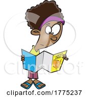 Cartoon Girl Reading A Map Of The United States