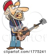 Cartoon Man Playing A Guitar Willie Nelson by toonaday
