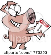 Cartoon Swine Holding A Calendar For Pig Day