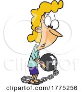 Cartoon Woman Carrying A Ball And Chain