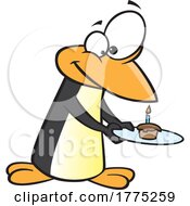 Cartoon Birthday Penguin With A Cupcake