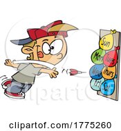 Poster, Art Print Of Cartoon Boy Throwing Darts At Days