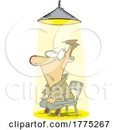 Cartoon Man In The Spotlight While Being Interrogated